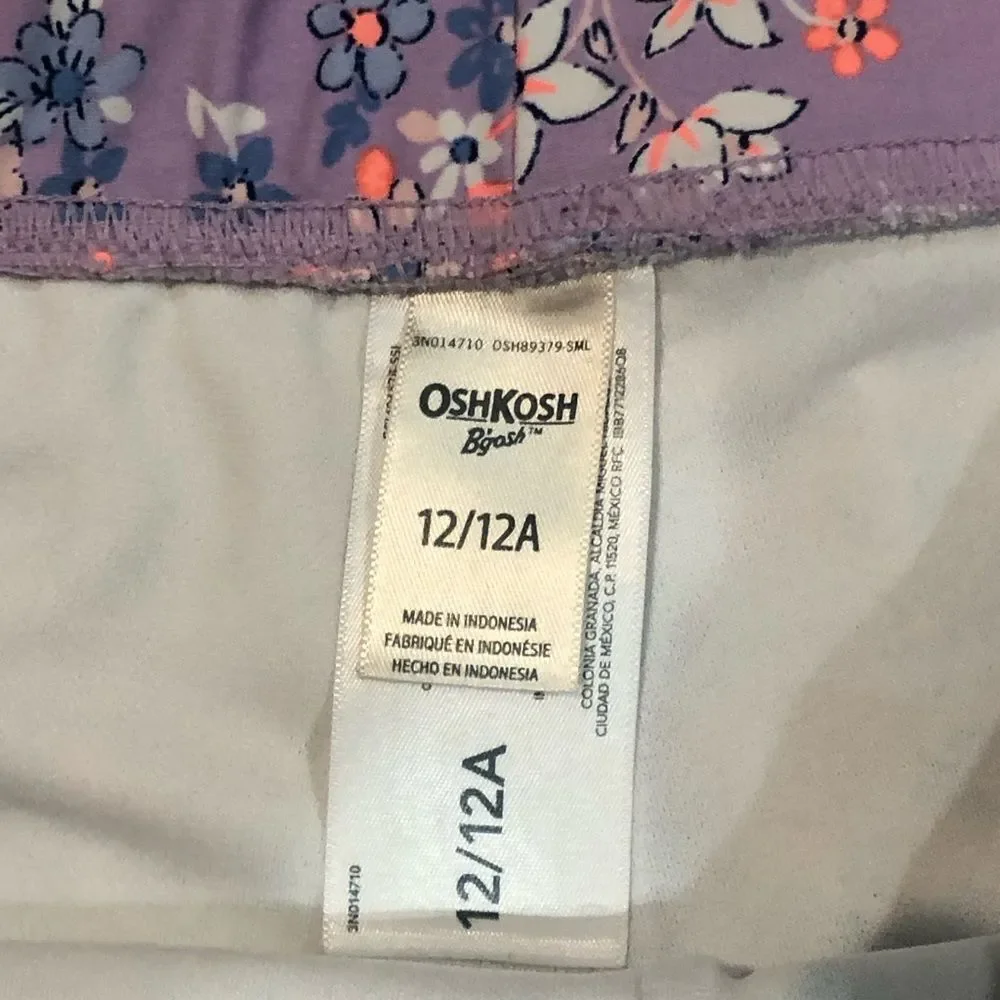 Girls OshKosh B'gosh Swimming Bottoms Size 12 Purple Floral Shorts
